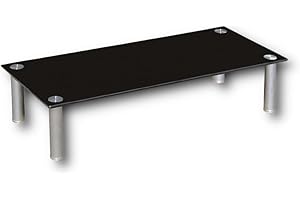 Euro Tische TV-Board TV-Rack Glas in 3 verschiedenen Größen & Farben - perfekt geeignet als Fernsehtisch oder Bildschirmständer, Schwarz-Glas - 70cm