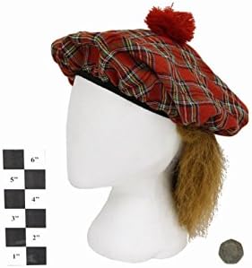 MENS SCOTTISH HAT WITH HAIR FANCY DRESS GOLF STAG NIGHT JOKE