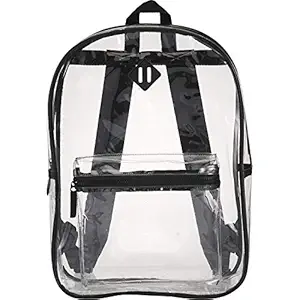 Heavy Duty Clear Backpack with Laptop Sleeve and Security Pocket,Sturdy Stitches Using Durable Military Grade Nylon, Size 17