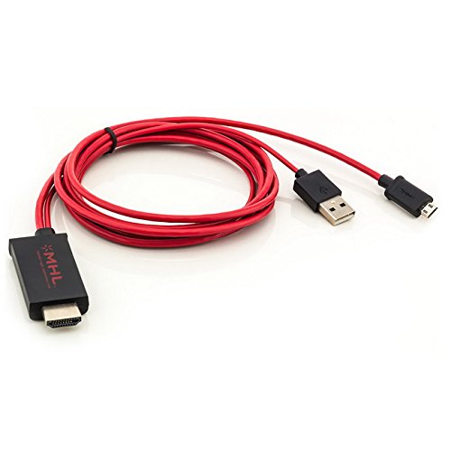 Saxonia. MHL zu HDMI Adapterkabel für Sony Xperia Smartphones, Tablets (MicroUSB 5 polig) Full HD Bild + Tonübertragung / Farbe: Rot