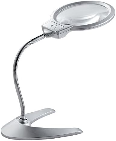 Risingmed Large 2 X 5X LED Lighted Magnifier with Stand - Folding Design with 2 LED Lamp and Jumbo 5.5 Inch Lens Magnifier - Best Gifts for Olders | Suitable for Reading,Archaeology,Antique Appreciation
