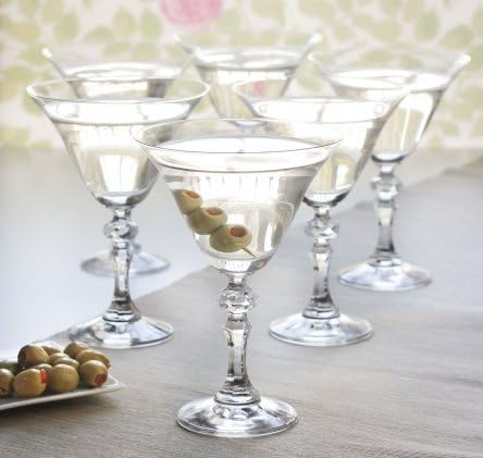 Crystal Ball Style Martini Clear Glass Cocktail Glass 170ml | Transparent, Set of 6