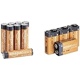 AmazonBasics Batterie alcaline per uso quotidiano, 9V, confezione da 4 (l’aspetto potrebbe variare dall’immagine) & Batterie 