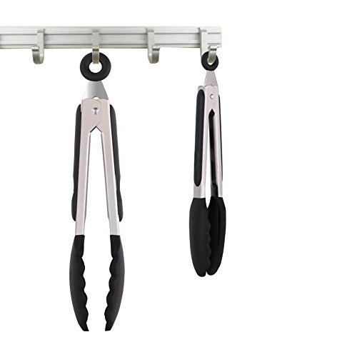 GHB 2er Küchenzange Grillzange aus hochwertigem Edelstahl und Lebensmittelqualität Silikon Kochen Servieren Grill für Fleisch Salat Spaghetti Wurst Brötchen und vieles mehr - 8