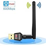 ANEWKODI AC600Mbps WiFi Adapter Antenna WiFi Dual Band Wireless Network Adapter 802.11ac USB WiFi Adapter for Desktop/Laptop/PC, Support Windows 10/8.1/8/7/XP/Vista, MAC OS 10.4-10.12