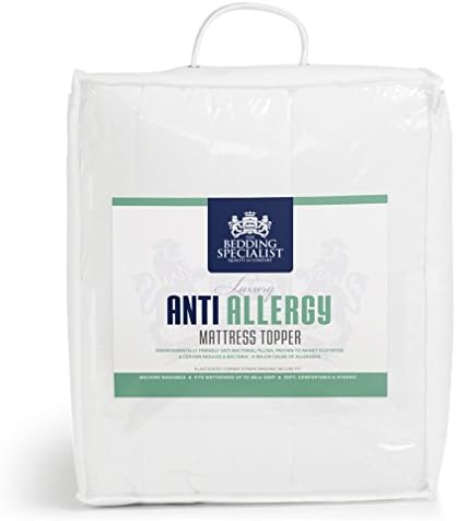 The Bedding Specialist 180 x 200 cm Super King Size Poly Cotton with Hollow Fibre Filling Anti-Allergy Mattress Topper Bed, White