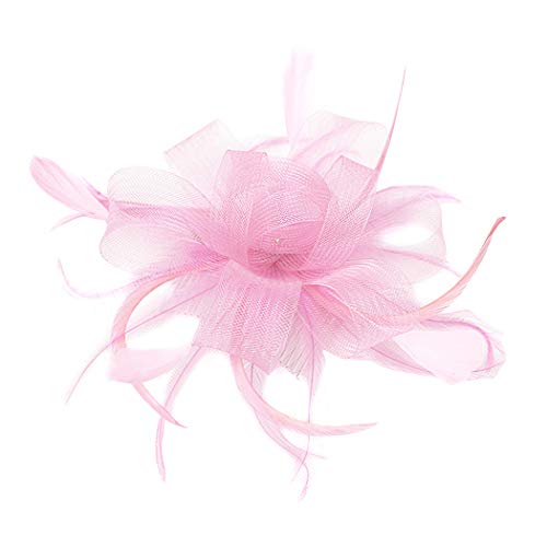 FORLADY Accesorios de cáñamo Hilados pelo de la pluma Cabeza de flor Vestido de malla salvaje diadema para Mujeres 23-pink One Size