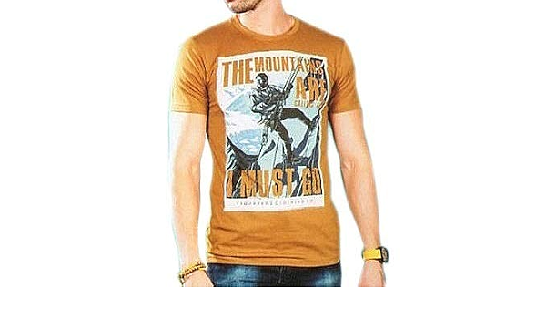 Half Sleeves Tshirt for Men-Mustard 