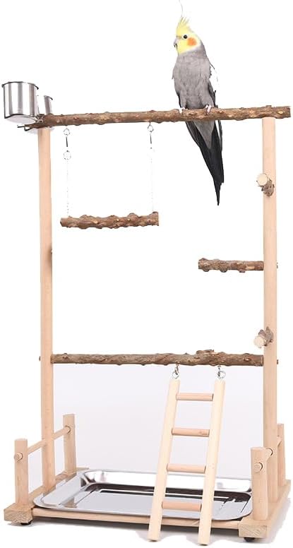 Pájaros Playstand, Zona de Juegos para pájaros, Loro Pájaro Perch para Loros, cócteles, periquitos, conuras, mejilla Verde (36,5 x 23 x 57 cm)