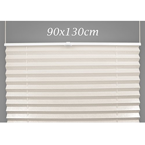 Auralum® 2 Jahre Garantie Faltstore Faltrollo Rollo Rollos 90x130cm Maßanfertigung Raffrollo Verdunkelung Blickdicht Plissee Jalousie Montage am Fensterflügel (Beige) - 3