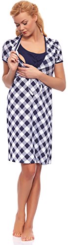 Italian Fashion IF Women Maternity Nightdress Ines 0114 (Dark Blue/White, XXL)