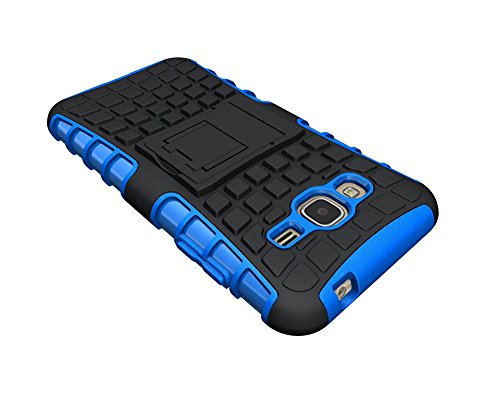 FALIANG Samsung Galaxy J3 2016  Funda  2in1 Armadura Combinaci  n Neum  ticos Patr  n A Prueba de Choques Heavy Duty Escudo C  scara Dura para Samsung Galaxy J3 2016   Azul 