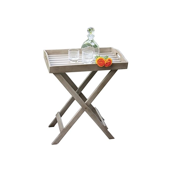 Tablett Mit Stnder France Washed Grey Grilltisch Tisch Serviertablett Beistelltisch Klappbar 60x40x70 Cm