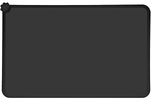 Lessmon Dog Cat Feeding Mat, Silicone Waterproof Pet Food Mat, Black