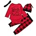 Produktbild Elecenty Strampelanzug 4PCS Kindermode,Junge Mädchen Spielanzug Strampler Babyklamotten Unisex Langarm Brief Drucken Jumpsuit+Plaid Lange Hosen + Hut +Stirnbänder Wickelbody