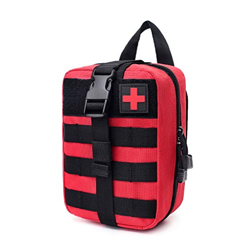 Zeato Tactical MOLLE Kit de Primeros Auxilios médicos, Bolsa Multiusos para desgarrar EMT IFAK soplado (Solo Bolsa), Rojo