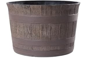 Jinfa 1 Mini stagno vaso ninfea giardino in plastica effetto legno | Mezzo barile rovere | Ø36cm
