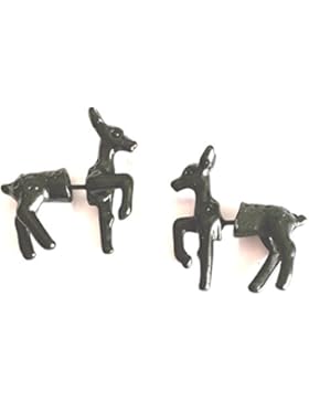 Schwarze Front-Back-Ohrringe kleine Rehe Trachtenschmuck von Meiner Glitzerwelt