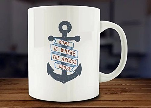 cbuyncu Home is Where the Anchor Drops Ceramic Milk Mug Cup 11 OZ Travel Coffee Hot Tea Mugs Cups Personalized Gifts For Him, Her ,Dad, Son, Daughter,Mom Valentine's Day