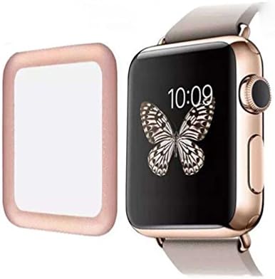 Tempered Glass Screen Protector 3D Curved Full Screen Protector Tempered Glass for Apple Watch iWatch 42MM Rosagold