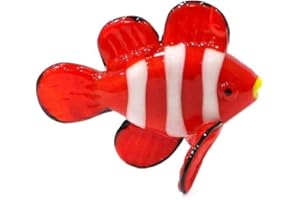 HXSCOO Pesce pagliaccio in vetro di Murano Piccola statua Ornamento Simpatico pesce pagliaccio Figurine in miniatura Acquario Animali marini Decorazioni for la casa del soggiorno ( Color : CY-544 , Size : Ab