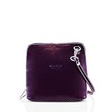  LeahWard® VERA PELLE ITALY GENUINE Leder Kreuzkörper Schulter Klein Taschen (Lila H16cm x W18cm x D8cm)