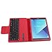 Produktbild Uonlytech PU Ledertasche Klapp 2-in-1 Standplatz Fall mit Abnehmbarer Wireless Bluetooth Tastatur für Samsung Galaxy Tab S3 9.7 Zoll T820 / T825 (Rot)