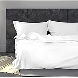 Mako-Satin Bettw&auml;sche-Set "Uni" 135x200 cm Wei&szlig; - Bettdecke und Kopfkissen-Bezug aus Satin-Baumwolle mit Rei&szlig;verschluss - Der sch&ouml;ne & elegante Bett-Bezug mit leichtem Glanz f&uuml;r das ganze Jahr