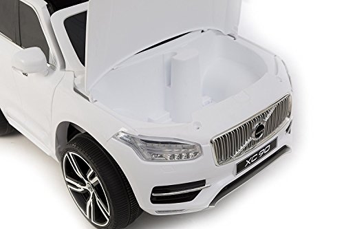 Volvo XC90 Elektrisches Auto für Kinder, Weiss Lackiert, 2.4Ghz Fernbedienung, 2 MOTOREN, Zweisitzer in Leder, Weiche EVA Räder, MP3 USB SD, Original-Lizenz