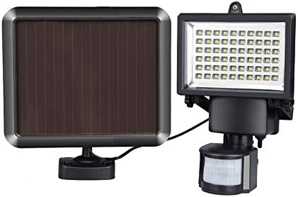 LED Solar Spot Light Outdoor Weatherproof Adjustable 200 Lumens 120 ° Wide Angle with Motion Sensor and Solar Panel for Garden, Yard, Pathway Stair Case, Landing, Garden Fencing, Boundary Fences, Poultry Fencing, with 60 LEDs