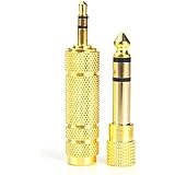 Devinal Professional Headphone Adapter 6.35 mm 1/4 Inch Plug to 3.5 mm 1/8 inch Jack (male to female, female to male) Audio Stereo Adapter Converter Connector Gold Plated (2 Pack)