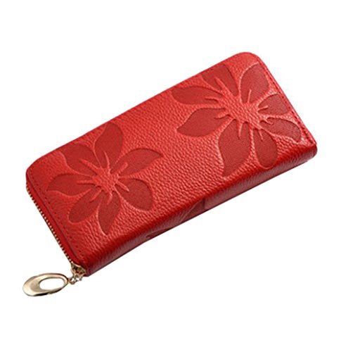 Gogou Vintage Kapok Womens Leather Purse Wallet Zip Around Clutch