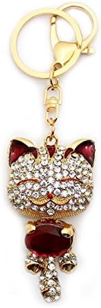 Cute Sparkling Crystal Diamantee Stone Charm Keyring for Womens Bags Car Keys