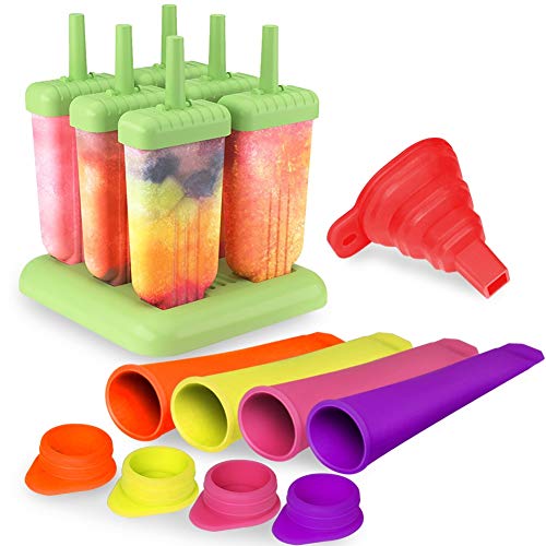PONCTUEL ESCARGOT Moule à Glace Carré 11pcs, PopsicleX4 Entonnoir en SiliconeX1 Outils de Cuisine DIY Réutilisable Certification de FDA Vert