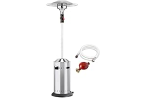 FAVEX - Parasol chauffant gaz Cosy Elegance Inox - Exterieur - 3 à 8 kW - 12m² - Livré avec tuyau et détendeur - 76 x 76 x 218 cm