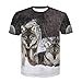 Produktbild ODRD Schneewolf Combat Print Herren T Shirts, Mode Oversize Shortsleeve O-Neck Kurzarm Shirt Top Jugend T-Shirt Blouse Tops Basic Shirt M-4XL