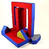 Spielsofa 4in1 Kindersofa Spielmatraze für das Kinderzimmer Spielpolster Softsofa blau/rot Puzzle Kinderzimmersofa Spieltisch Kindermöbel - 4