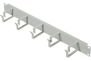 ‎KOSCOM CONNECT Koscom Connect Kabel-Rangierpanel für Netzwerkschrank I 1 HE Kabelführung für Serverschrank I Rangierfeld mit 5 Führungsbügel 40 x 60 mm I Server Rack Kabelmanagement (Grau, 19 Zoll)