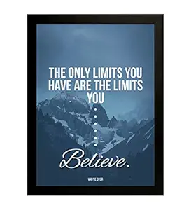 Interio Crafts Believe Motivational Poster with Frame For Office, Study Room Wall Decor | Inspirational Quote Poster For Students With Frame ( Frame Size :13.5