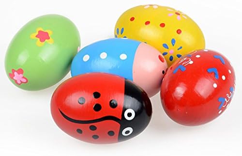 Colorful Wooden Music Egg Shaker Instrument Play Toy for Baby Musical Educational Toys 5 PCS Random Color
