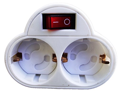2-fach Steckdose mit Schalter 2 Schukostecker Doppelstecker Multistecker Adapterstecker Schutzkontakt Verteiler Mehrfachstecker - 5