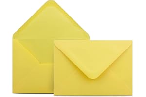 ‎COLOURS 4-YOU BY GLÜXX-AGENT 50 Briefumschläge DIN C6 Gelb - 11,4 x 16,2 cm - Kuverts mit 100 g/m² Nassklebung spitze Klappe - Umschläge ohne Fenster - Colours-4-you