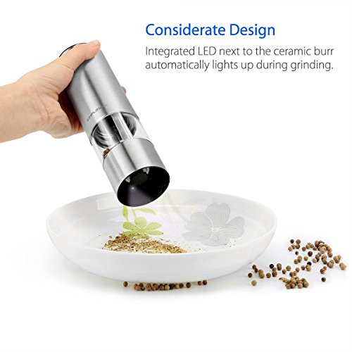 SimpleTaste-Elektrische-Salz-und-Pfeffermhle-im-Set-mit-Einstellbarem-Keramikmahlwerk-Edelstahl-Salzmhle-Gewrzmhle-mit-Sichtfenster