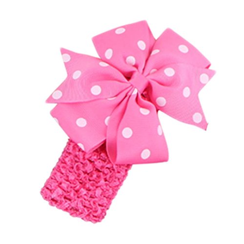 Rosennie Lovely Babys Bow Headbands Girl's Flower Head Wear Wave Bandeau (Rose)