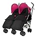 Obaby Apollo Black/Grey Twin Stroller and Black Footmuffs (Pink)