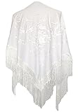La Señorita Mantones bordados Flamenco Manton de Manila blanco flores blanco Grande