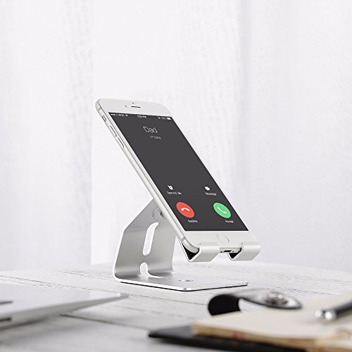 Easyacc Universal Handy Halterung Tablet Ständer Apple Watch Halter für iPhone 7 / 7P / Samsung Galaxy S8 / S8 Plus / iPad 9.7 2017 / iPad Air/ Mini / E-Book, Aluminium Handy Halter Schreibtisch Halter für Haus, Büro, Schlafzimmer und mehr, Passend für 4-10.1 Zoll Geräte – Silber - 3