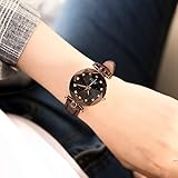 GRCSGL Authentic Lady Fashion Uhr Fashion Star Große Zifferblatt Drill Waterproof Belt Quarzuhr, Brownish Brown Strap