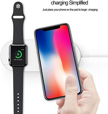 yuqico Wireless Charger, 2 in 1 Qi Wireless Charging Pad for for Apple Watch Series 3/2 and iPhone 8/iPhone X/Samsung S8 S7 Edge S6 Edge+ Note 8, Nexus 5/6/7(2 in 1)