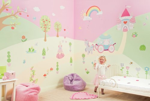 Princess Girl's Nursery and Bedroom Wall Sticker Make-Over Kit